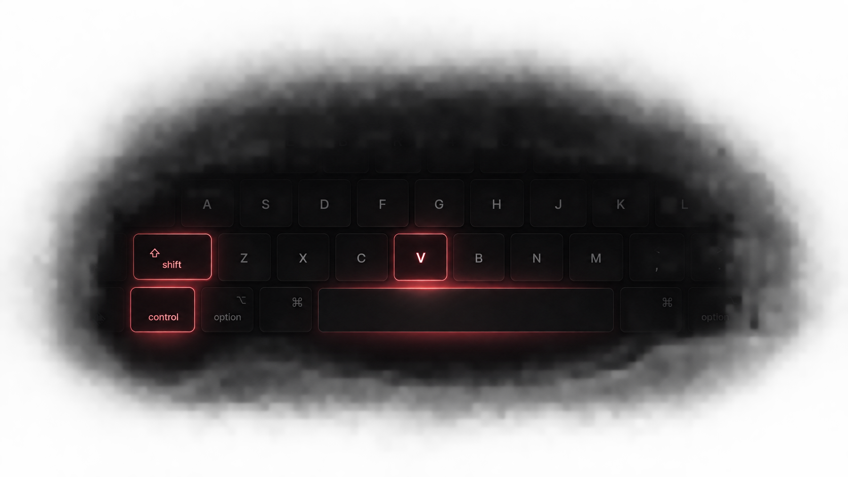 A keyboard with the Superclip shortcut keys lit up